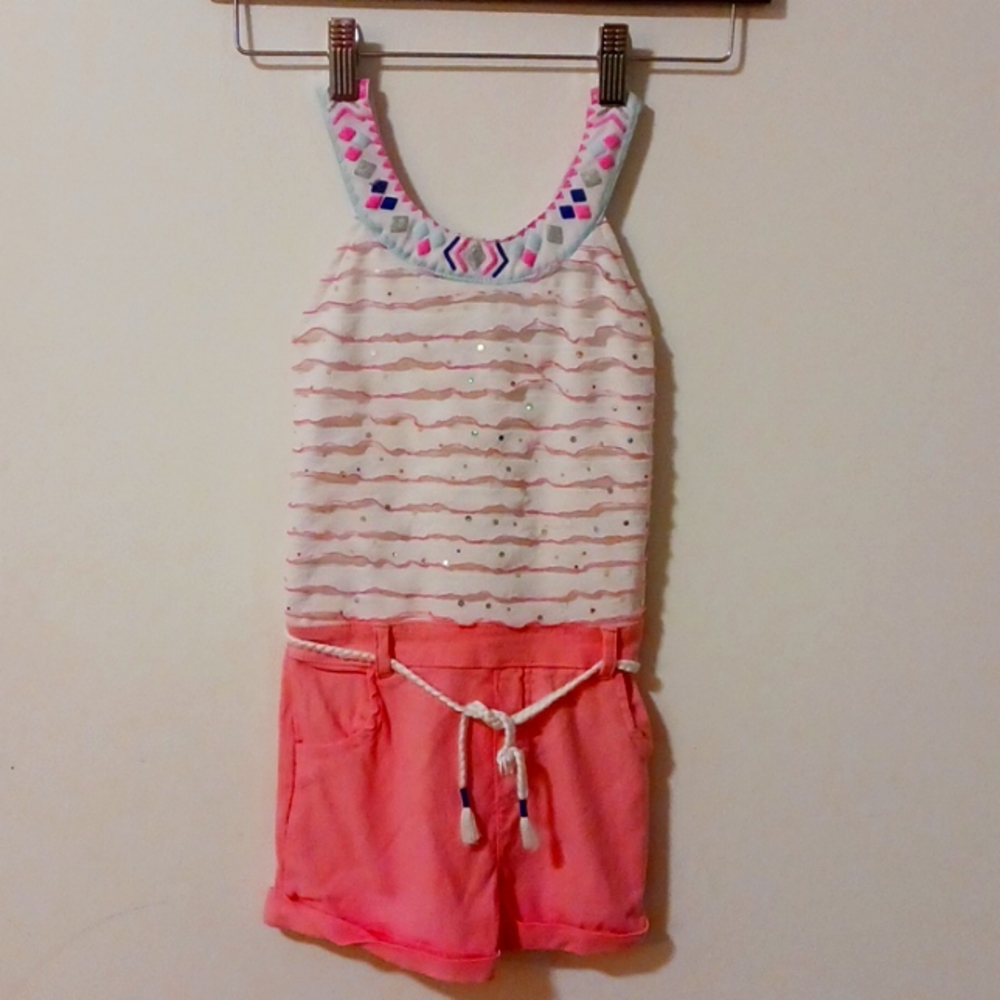 Girl's Pink/White Romper
